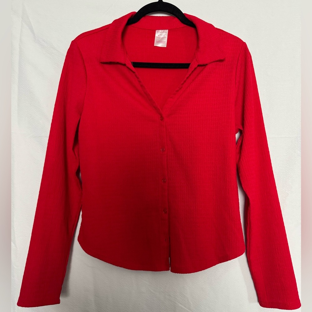 No Boundaries Red Women's Button Down Shirt